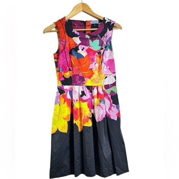 Cynthia Rowley Black & Multicolored Floral Sleeveless Dress Size 2 - Picture 2 of 6